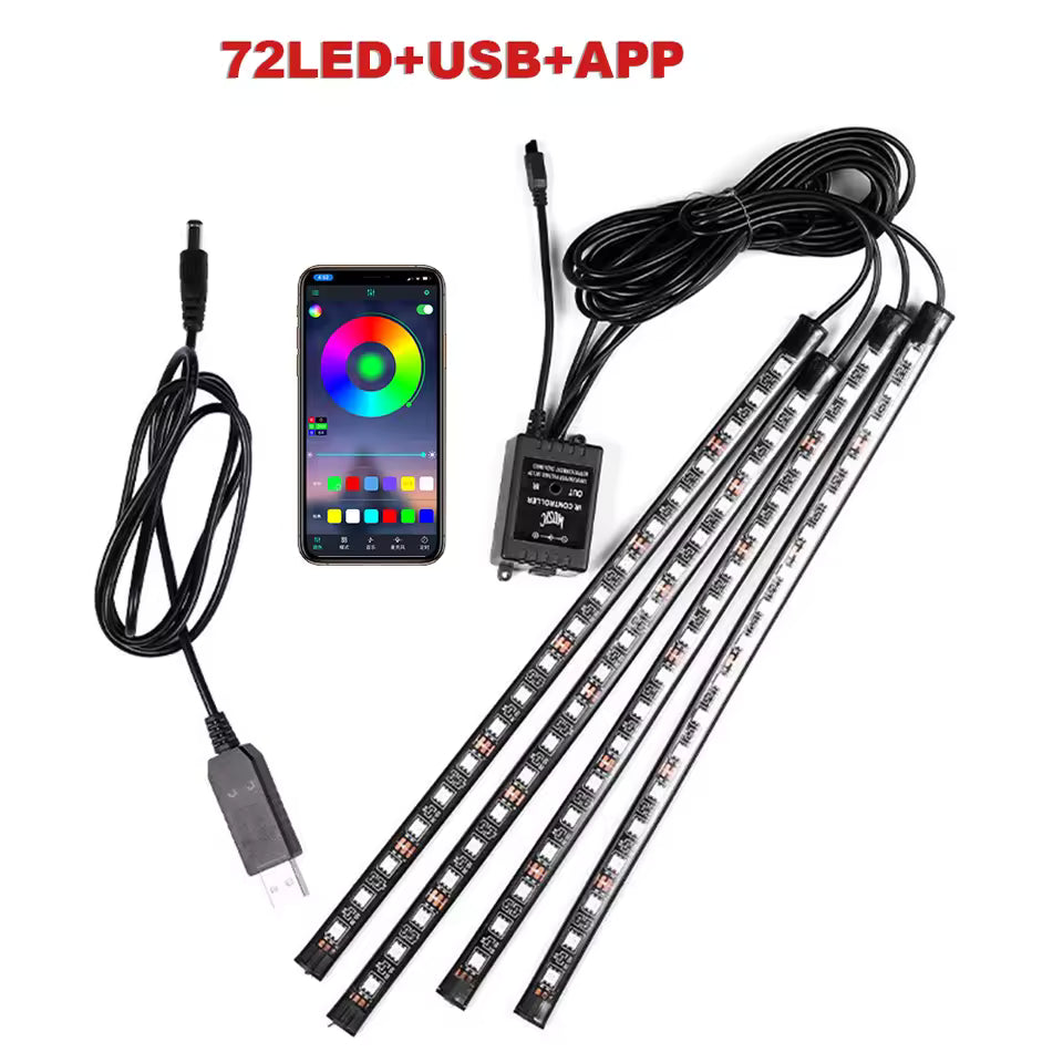 72 LED's per strip RGB Car Foot Ambient Light