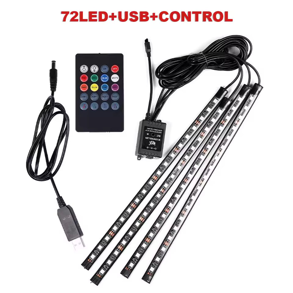 72 LED's per strip RGB Car Foot Ambient Light